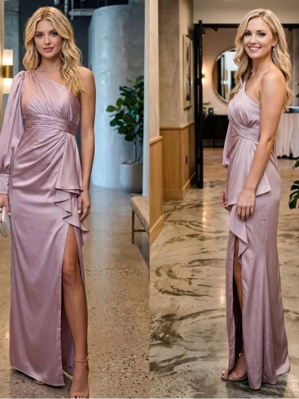 NWT Size 2 Mac Duggal One-Shoulder Dusty Rose Evening Gown